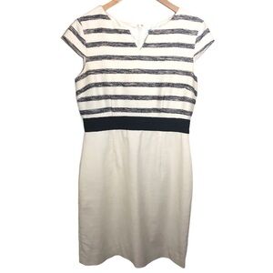Antonio Melani Striped‎ Dress Wedding Formal Mini Color Block Sheath Knit White